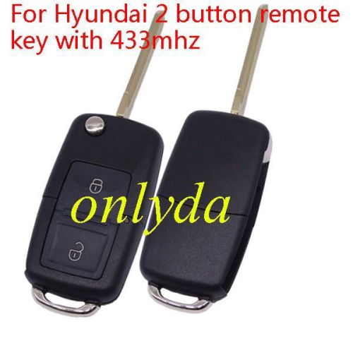 VW Style   flip remote ----- hyun 2 button remote key with 433mhz  Elantra car (without chip,put your existing key chip into the new romote)