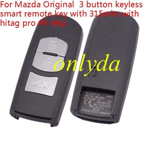 For  Mazda OEM 3 button keyless smart remote key with 315/433mhz with hitag pro 49 chip