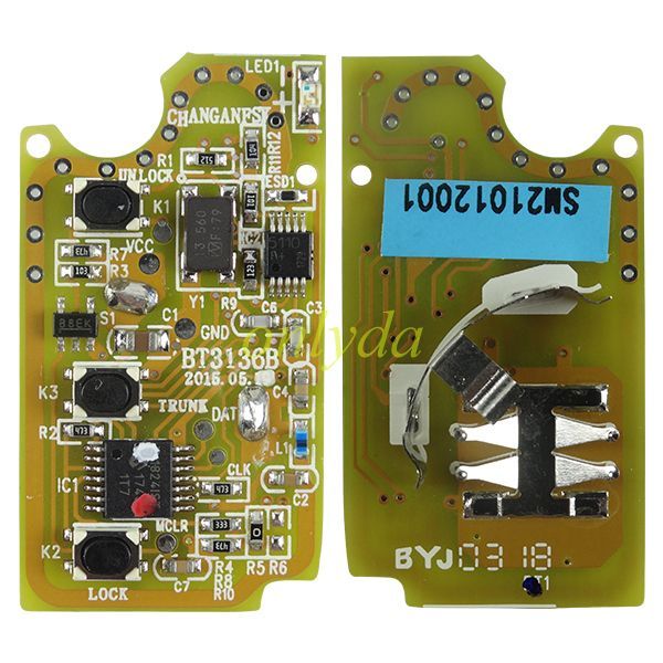 For  Changan 3 button  CS15 Flip Key Remote Control ... Flip Key Assembly (with Circuit Board)  with 433mhz