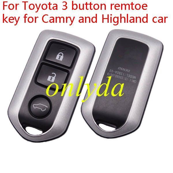 For Toyota 3 button remtoe key Camry and Highland car 315mhz
