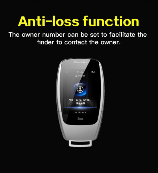 For TK900 Modified Smart Keyless 3 Button Remote Key with LCD Screen Mercedes-Benz S Class 500L S450L