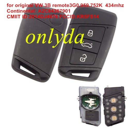 For OEM  VW 3B remote ID48 chip- 434mhz 3G0.959.752K   Continental: A2C84367901 FS14K CMIIT ID:2014DJ4676 FCCID:KR5FS14 CNC ID:H-14349-FS14K