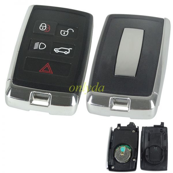 For Landrover smart  freelander  4+1 button remote with 315MH / 434MHZ with  HITAG-PRO(ID49) chip  2017-2020 years                          JLR:JK52-15K601-BG(JK52-15K601-XX)  LERA:5AVC13F08 MODEL:PSFOB     FOBL4LR AftermarketPCB+ original shell