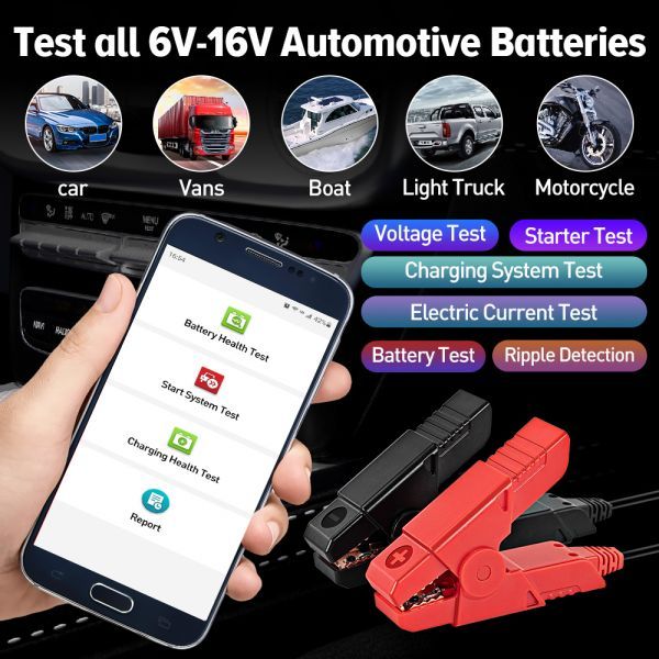 LAUNCH X431 BST360 Battery Test Clip Analyzer 6V-16V 2000CCA Voltage Battery Test Car Battery Tester Charging Cricut Load Tools