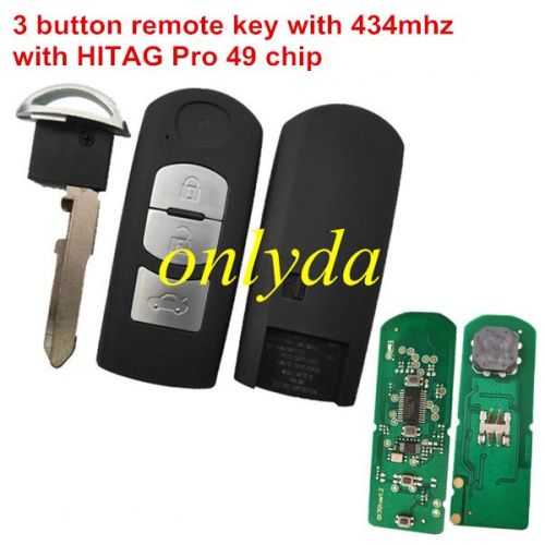 For 3 button remote key with 434mhz  with HITAG Pro 49 chip for CX-3 CX-4 Axela Atenza model:SKE13E-01 or SKE13E-02