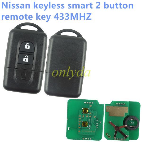 For Nissan keyless smart 2 button remote key 433MHZ with 4D60 chip