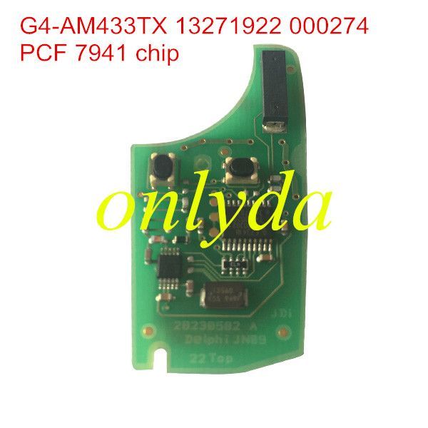 For  Vauxhall 2 button Remote Key key with 434mhz  G4-AM433TX 13271922 000274 PCF 7941 chip  without blade