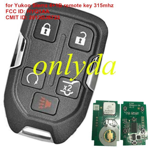 Yukon Sierra 4+1B remote key with 315mhz  FCC ID: HYQ1AA CMIT ID: 2013DJ6723