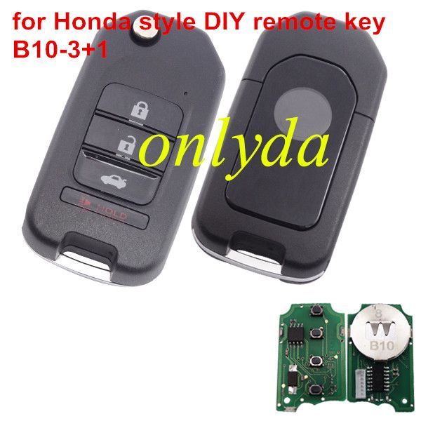 For Honda style 3+1 button remote key B10-3+1 for KD300 and KD900 to produce any model remote