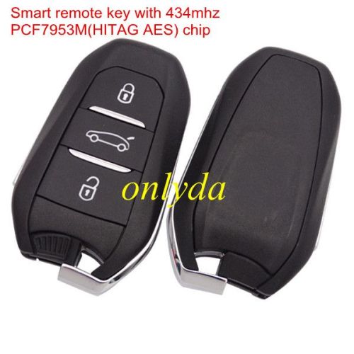 For Peugeot original Smart  remote key with 434mhz (HITAG AES) chip, original pcb+aftermarket key shell