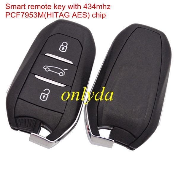 For Peugeot original Smart remote key with 434mhz (HITAG AES) chip, original pcb+aftermarket key shell