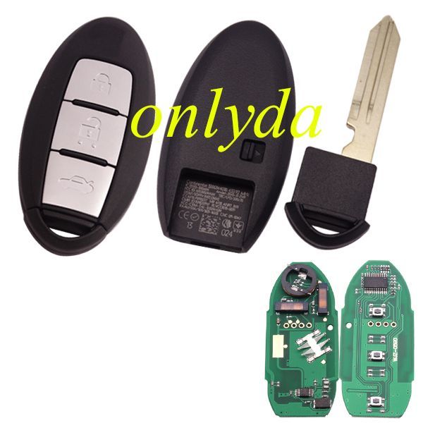 For Nissan 3 button remote key 433.92mhz, KEYLESS GO  chip: 46-PCF7952L CWTWB1U825 FCC ID:TWB1G694 OEM Part Number: 285E3-9KN0A