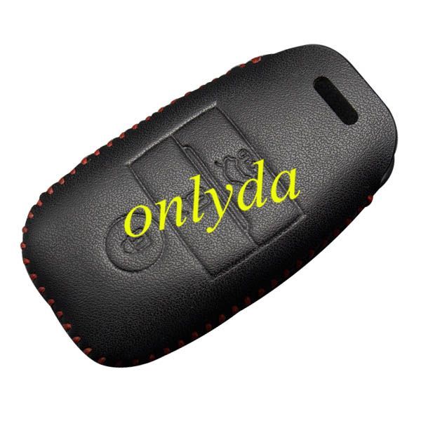 For Kia 3 button cowhide leather case K3 K3S K5 K4.Black Color