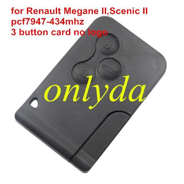 For  Renault:Megane II,Scenic II,3 button card  original pcf7947-433mhz , pls choose if need badge