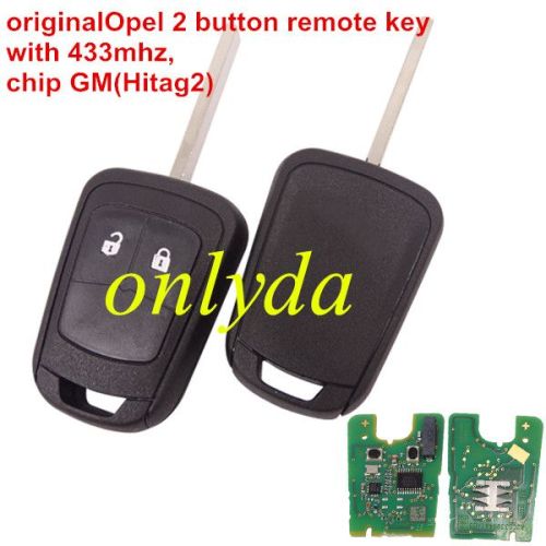 For Opel 2 button remote key with 433mhz, chip :GM(Hitag2, 5WK model, original PCB+aftermarket key shell