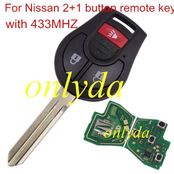 For Nissan 2+1 button remote key with 315mhz/ 433mhz
