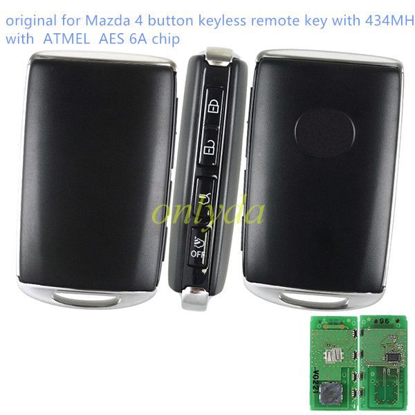 original Mazda 4 button Keyless remote key with 434MHZ with  ATMEL  AES 6A chip    MODEL:SKE11E-01  IDE:B8373900 Coding:X1TD0596ZX  DDV2 675RY A