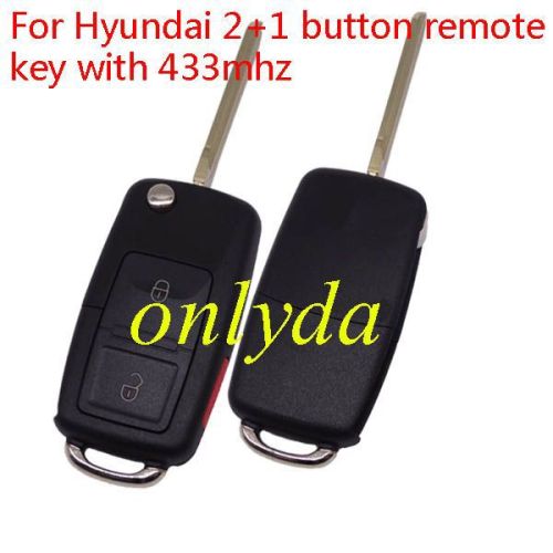 VW Style   flip remote --hyun 2+1 button remote key  with 433mhz  TUCSON car (without chip)