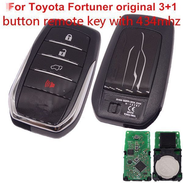 Toyota Fortuner original 3+1 button remote key with 434mhz/315MHZ, 61A965-0182, please choose the frequency