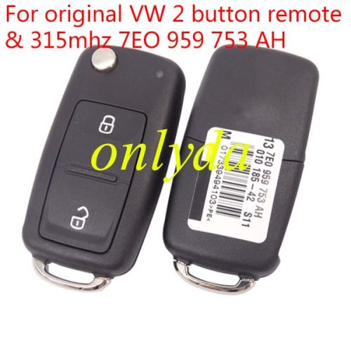 Original VW 2 button remote key with 315mhz & ID48 chip 7E0959753AH / 7E0837202AH for Amarok 2013-2016Transporter 2012-19