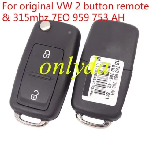 Original VW 2 button remote key with 315mhz & ID48 chip 7E0959753AH / 7E0837202AH for Amarok 2013-2016Transporter 2012-19