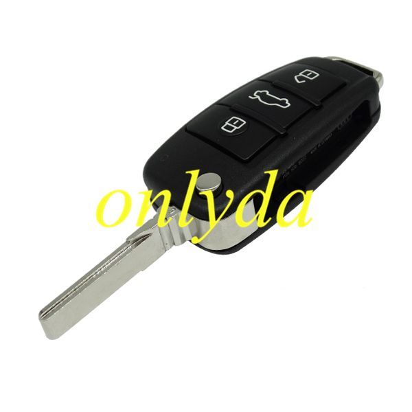 For Audi  3 button  Remote key Blank for A4 A6 Q7 with badge with HU66 blade