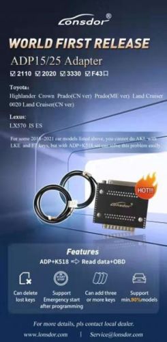 Lonsdor ADP Toyota 8A /4A adapter support 90% toyota/ lexus proximity progaram without password