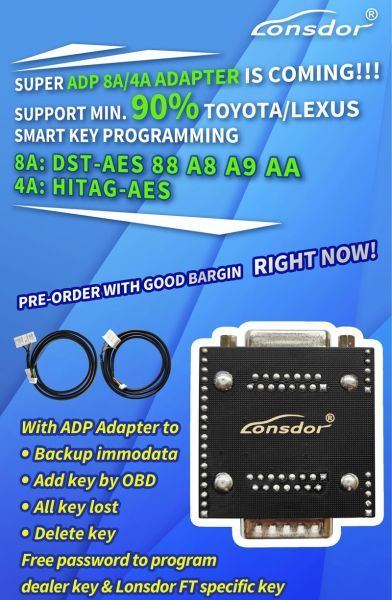 Lonsdor ADP Toyota 8A /4A adapter support 90% toyota/ lexus proximity progaram without password
