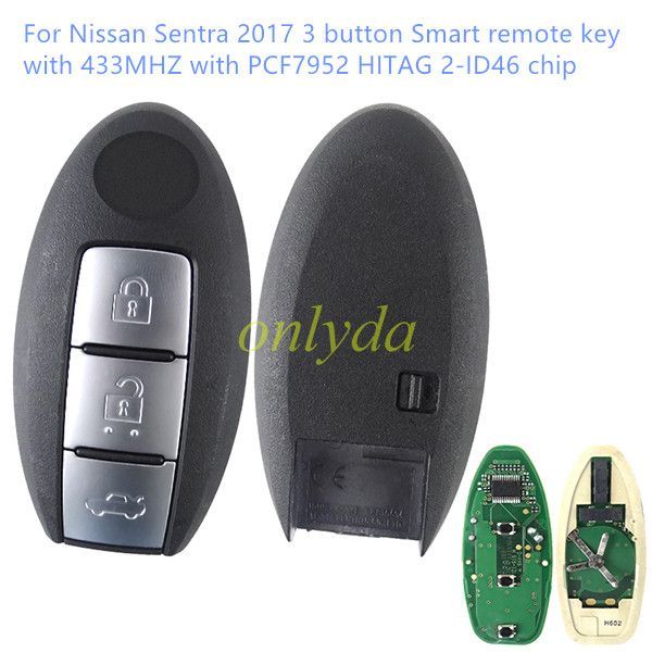 For  OEM  Nissan Sentra 2017 3 button Smart remote key with 433MHZ with PCF7952 HITAG 2-ID46 chip FCCID:TWB1G694
