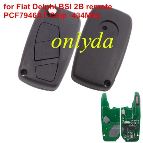 For Fiat Delphi BSI 2 button remote key With 7946 Chip and 433.92Mhz Transponder: ID46  / Hitag2 (black) As Model:   (Delphi BSI System) Fiat:Fiorino 2008-2017 QUBO 2008-2016 Peugeot:Bipper CITROEN:Nemo