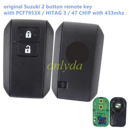 For Original Suzuki 2 button remote key with PCF7953X / HITAG 3 / 47 CHIP without emergency blade