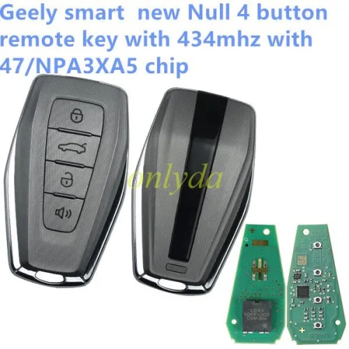 For  Geely smart  new Null 4 button remote key with 434mhz with 47/NPA3XA5 chip