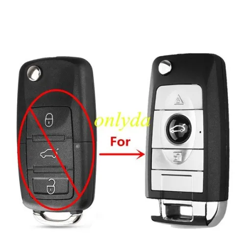 For VW 3 button modified remote key blank without blade