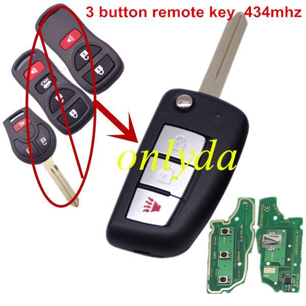 For Nissan 3B modified  remote  315mhz/433mhz electronic wave modle