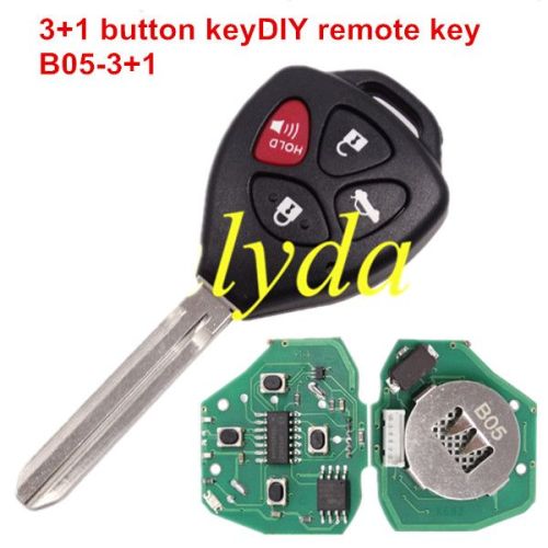 key DIY brand 3+1 button remote key B05-3+1