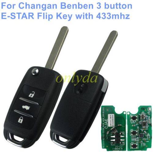 For  Changan Benben 3 button  E-STAR Flip Key with 434mhz