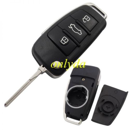 For Audi 3 button flip key blank with HU66 blade
