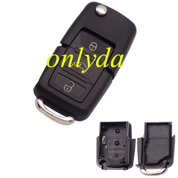 For  VW 3 button remote key blank  without battery clamp, the blade is HU66. (the key head connect face is square)