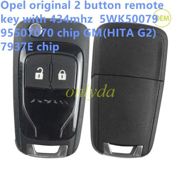 For Opel OEM 2 button remote key with 434mhz  5WK50079 95507070 chip GM(HITA G2) 7937E chip