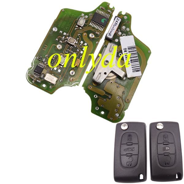 For OEM Peugeot 3 Button Flip  Remote Key with 433mhz  (battery on PCB) with FSK model  with 46 chip
