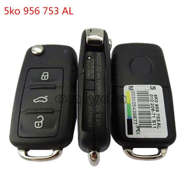 For  VW 3 button remote key with 434mhz Model Number is 5KO-959-753-AL/5KO-837-202AN