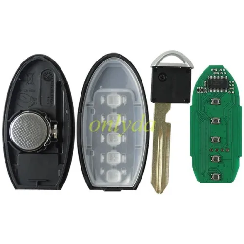 For Nissan 5 button remote key for Nissan  Pathfinder Teana Altima 2013-2015  Maxima 2015  433.92mhz  Proximity chip:7953X /PCF 7952X/ HITAG3 / 47CHIP   Continental: S180144020 IC:7812D-S180014 ANATEL-2845-11-2149 FCCID:KR5S180144014  CMIIT ID:2011D)2917 RLVCOSM-0819