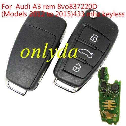 OEM Audi A3 MQB keylessRemote smart Key 434MHz 8V0837220D/ 8v0 837220D Megamos AES ID88 MQBfor A3 2013-S3 2013- RS3 2013-