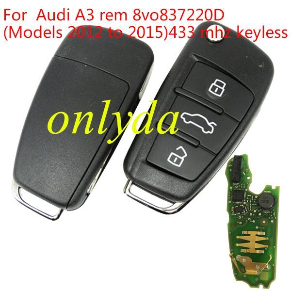 OEM Audi A3 MQB keylessRemote smart Key 434MHz 8V0837220D/ 8v0 837220D Megamos AES ID88 MQBfor A3 2013-S3 2013- RS3 2013-
