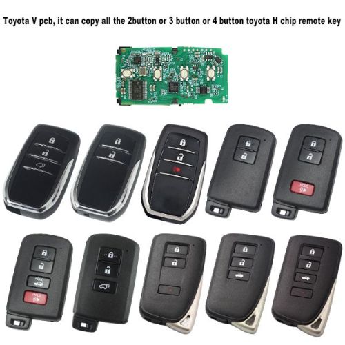 For Toyota V remote, it can copy all the toyota H chip remote key.after copy by MINI900 TOOL,the new key can star your car.same as the original key. can copy all the frequency.