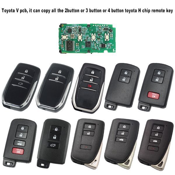 For Toyota V remote, it can copy all the toyota H chip remote key.after copy by MINI900 TOOL,the new key can star your car.same as the original key. can copy all the frequency.