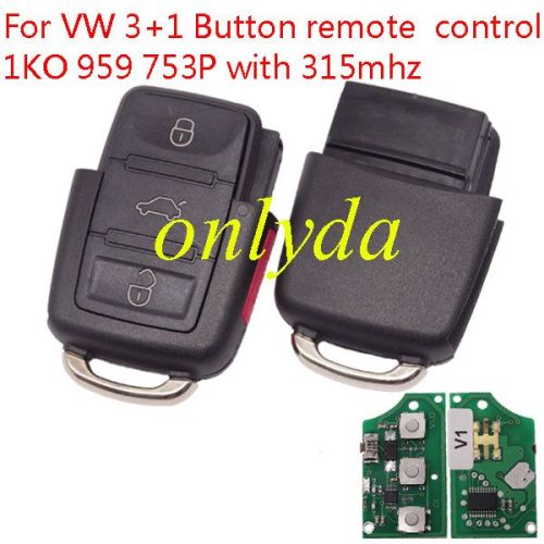 For  VW 3+1 Button remote control 1KO 959 753P  with 315mhz