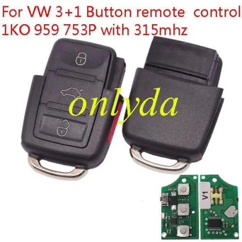 For  VW 3+1 Button remote control 1KO 959 753P  with 315mhz