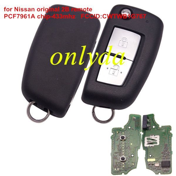 For Nissan original 2 buttonremote key with 434mhz with PCF7961A chipF CCID:CWTWB1G767 Model:TWB1G767Original PCB+ aftermarket key shell