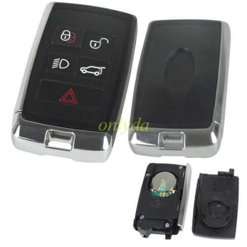 For Landrover smart  freelander  4+1 button remote with 315MH / 434MHZ with  HITAG-PRO(ID49) chip  2017-2020 years                          JLR:JK52-15K601-BG(JK52-15K601-XX)  LERA:5AVC13F08 MODEL:PSFOB     FOBL4LR AftermarketPCB+ original shell